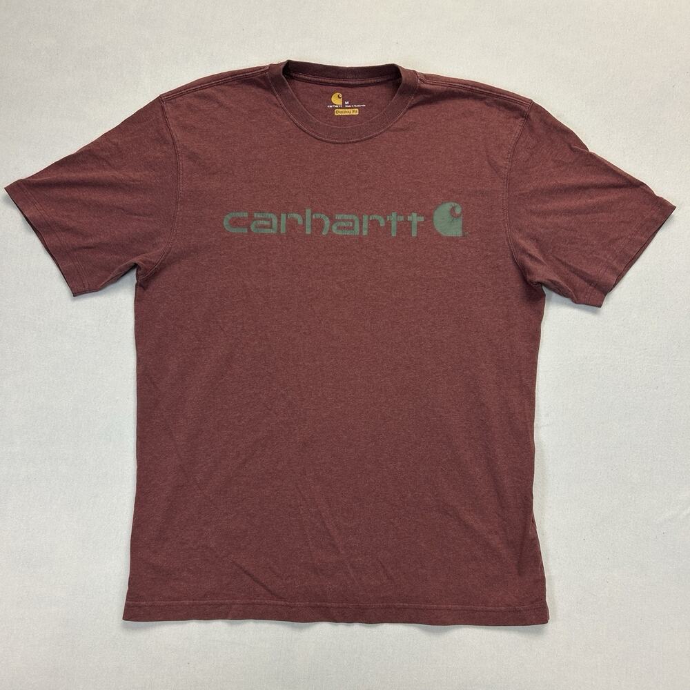 Carhartt Original Fit T-Shirt Men's Medium Red Burgundy Short Sleeve Top Casual